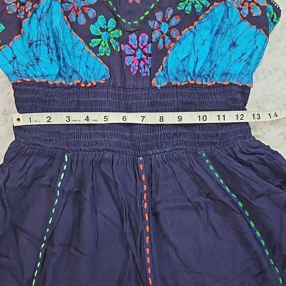 Vintage Floral Tie Dye Hippie Embroidered Shoreline Size L/XL Asymmetrical Hem 9 - Picture 11 of 14